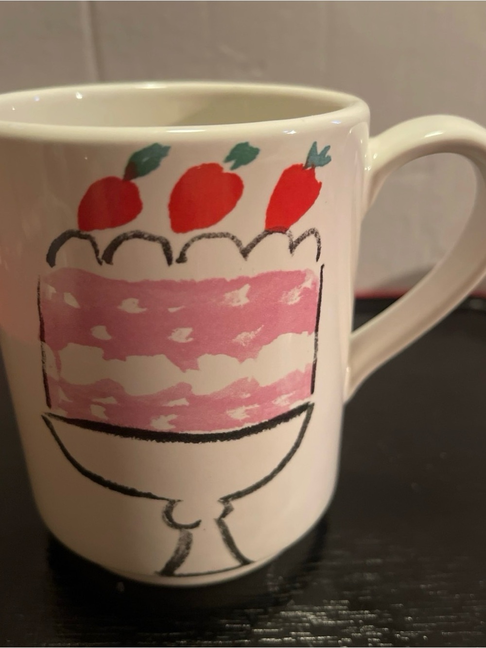 kate spade White Mug with Pink Cake and Red Strawberry Motif